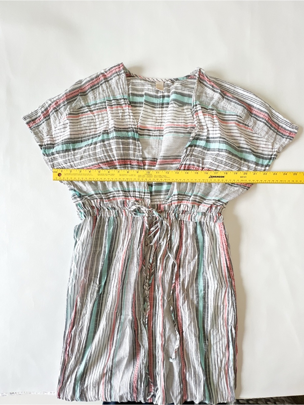 Prana Striped V-Neck Swim Gauze Coverup Caftan - Picture 4 of 9